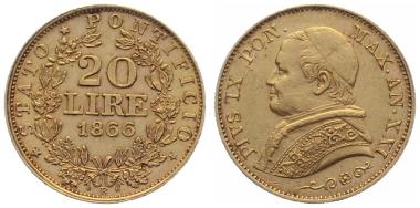 Preview: Vatikan 20 Lire 1866 - Pius IX.